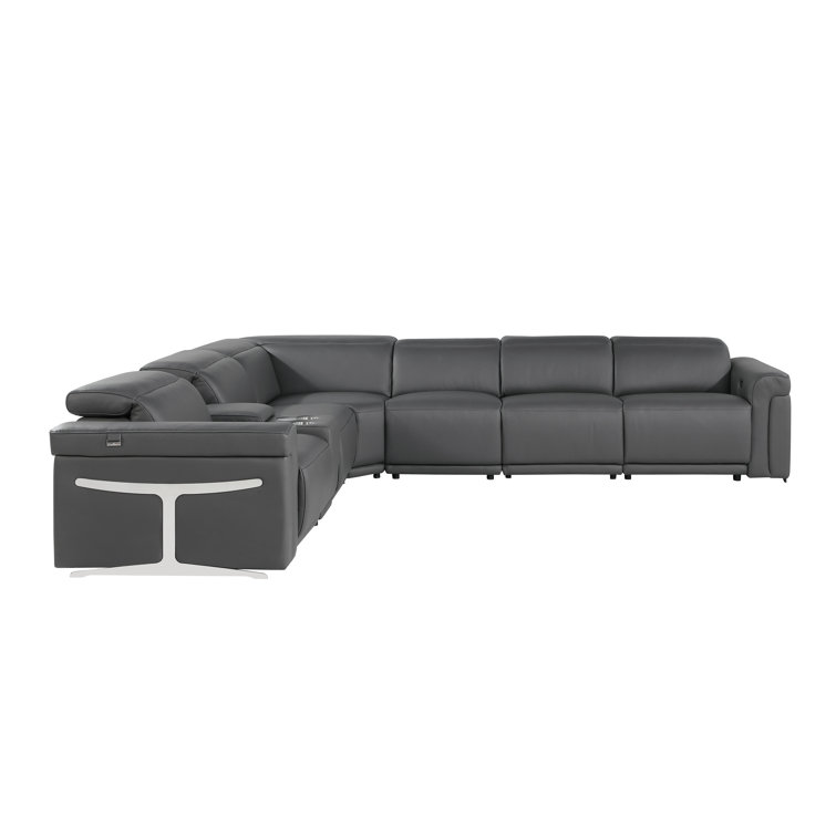 Orren Ellis Suhur 7 Piece Top Grain Leather Reclining Sectional Wayfair